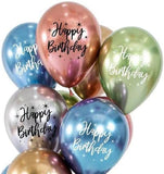 Brain Giggles Happy Birthday Metallic Chrome Balloons