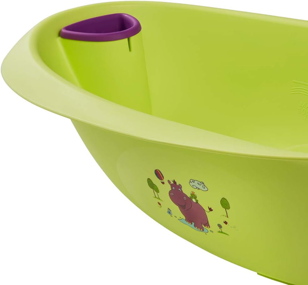 keeeper-hippo-baby-bath-with-soft-handle-plug-and-bath-chair-lime-