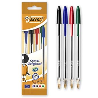 BIC Cristal Original Ballpoint Pens Assorted Colours - Pack of 4