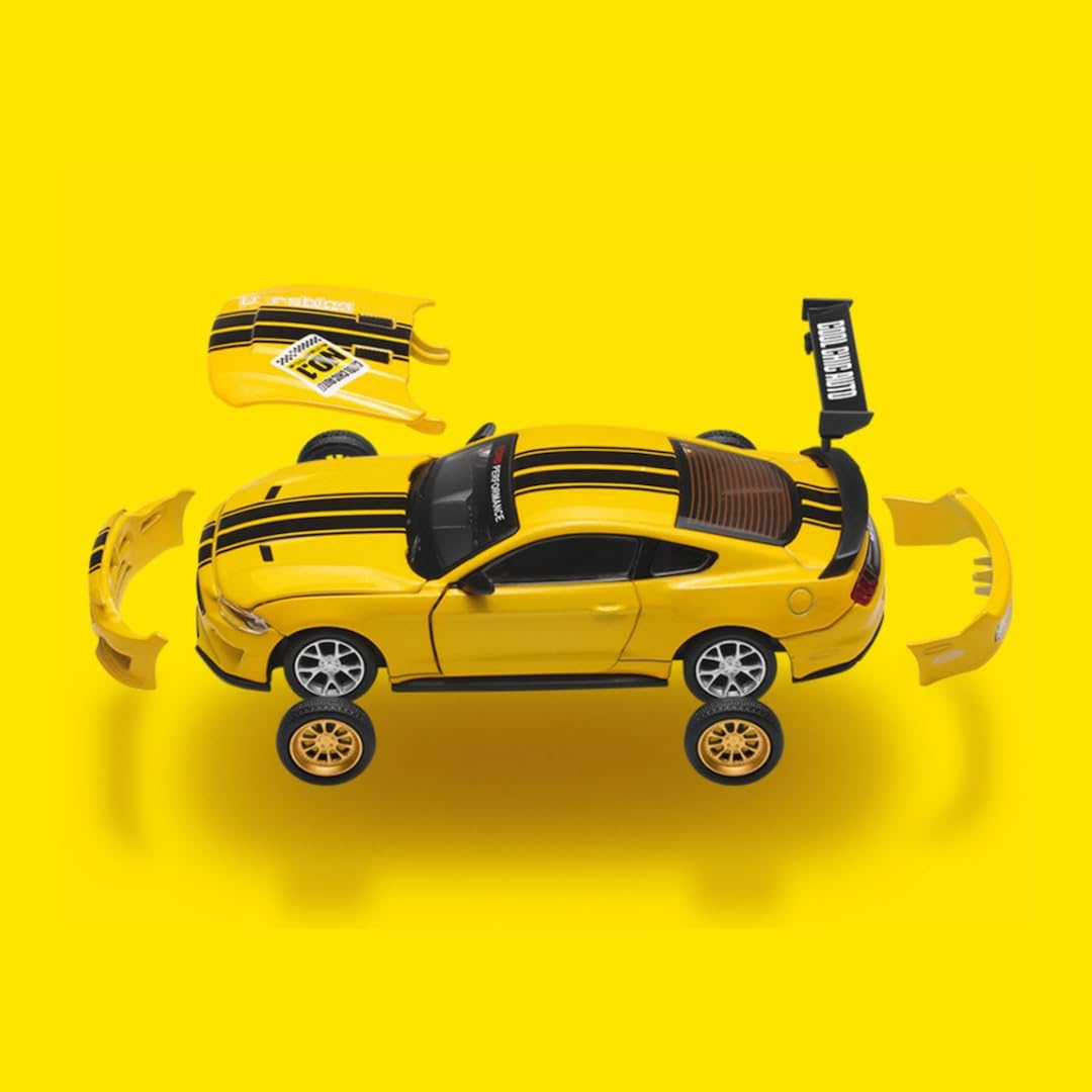 MSZ Ford Mustang GT DIY Car 1:42 Die-Cast Replica - Yellow - Laadlee