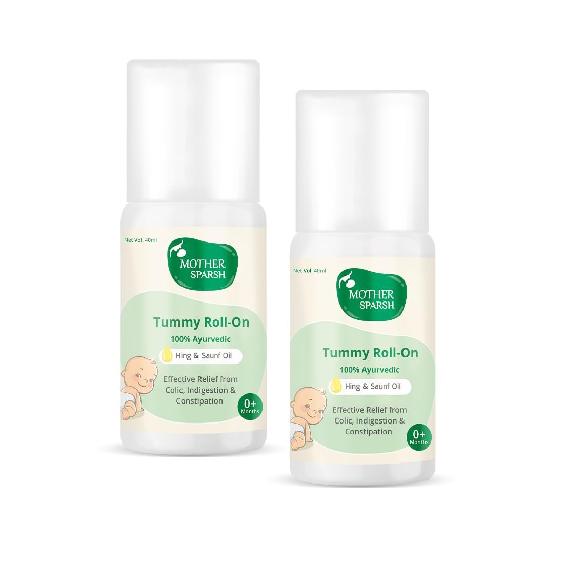 Mother Sparsh Tummy Roll-On - Colic Relief - 40ml (Pack of 2)