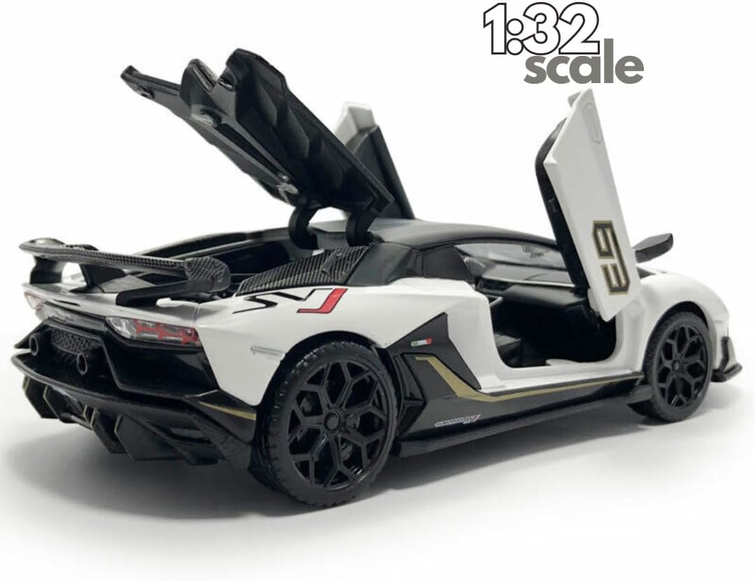 MSZ Lamborghini Aventador SVJ Car 1:32 Die-Cast Replica - White - Laadlee