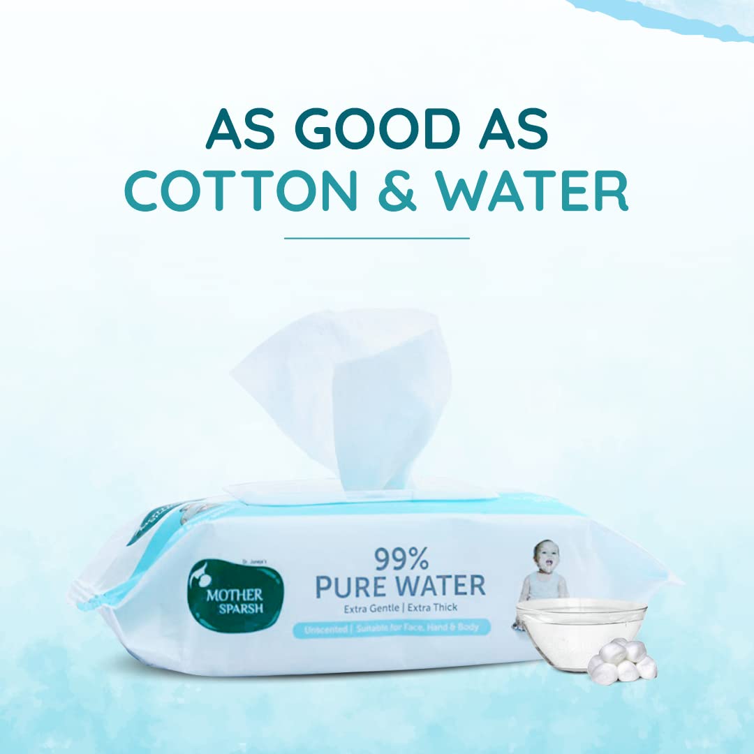 Mother Sparsh 99% Pure Water Baby Wipes - 40pcs (Pack of 4) - Laadlee