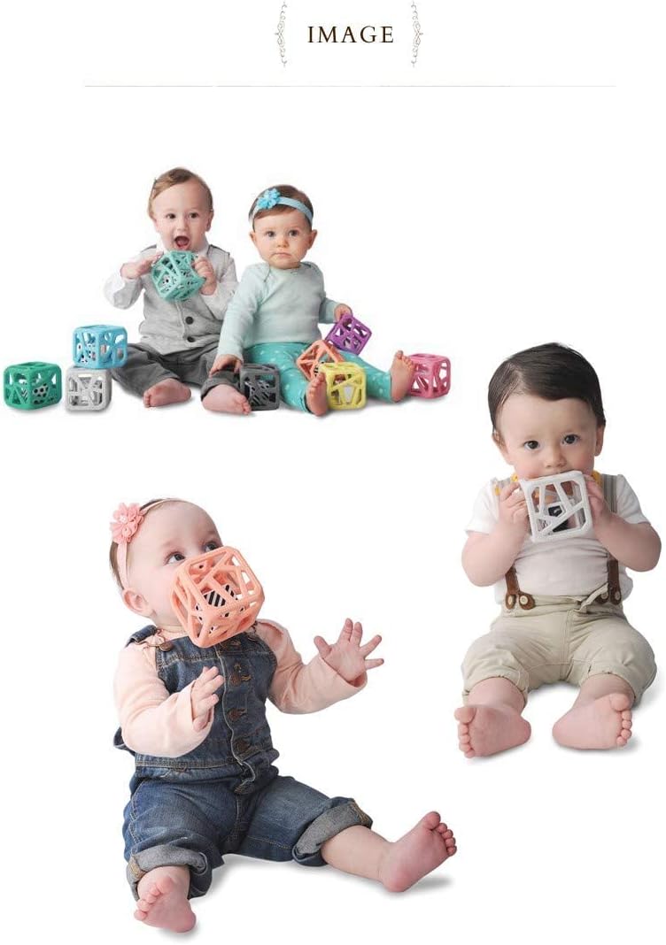Malarkey Kids Chew Cube Easy Grip Teether Rattle - Peachy Pink - Laadlee