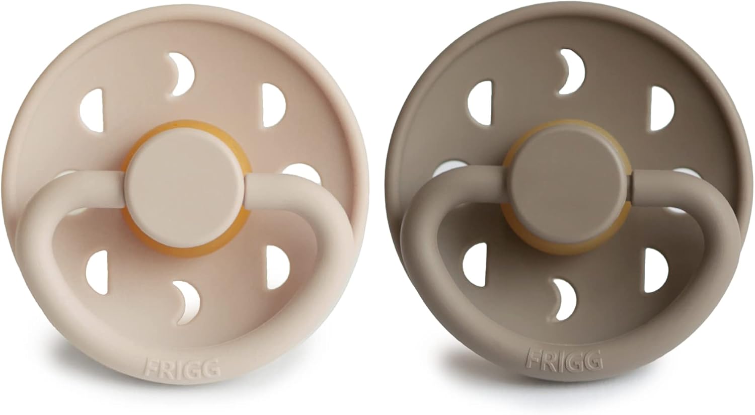 Frigg Moon Phase Latex Baby Pacifier 0-6M, 2Pack, Croissant/Portobello - Size 1 - Laadlee