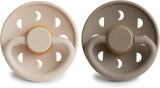 Frigg Moon Phase Latex Baby Pacifier 0-6M, 2Pack, Croissant/Portobello - Size 1 - Laadlee
