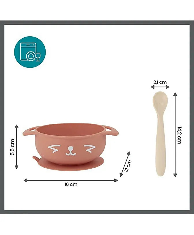 Babymoov Silicone Bowl & Spoon Weaning Set 2 Pc - Peach