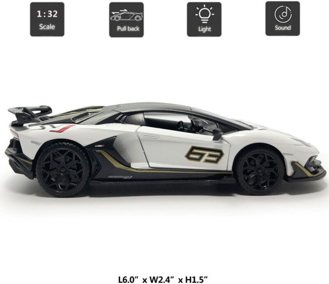 MSZ Lamborghini Aventador SVJ Car 1:32 Die-Cast Replica - White - Laadlee