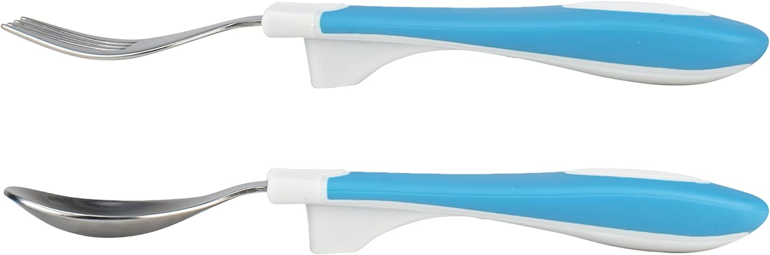 Dr. Brown's Soft Grip Spoon & Fork Set - Blue - Laadlee