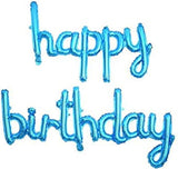 Brain Giggles Cursive Foil Letter Balloons Blue Happy Birthday Banner Balloons