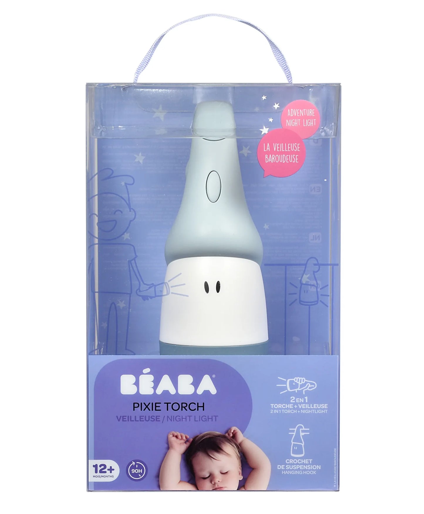 Beaba Pixie Torch 2-in-1 Movable Night Light - Pearl Blue