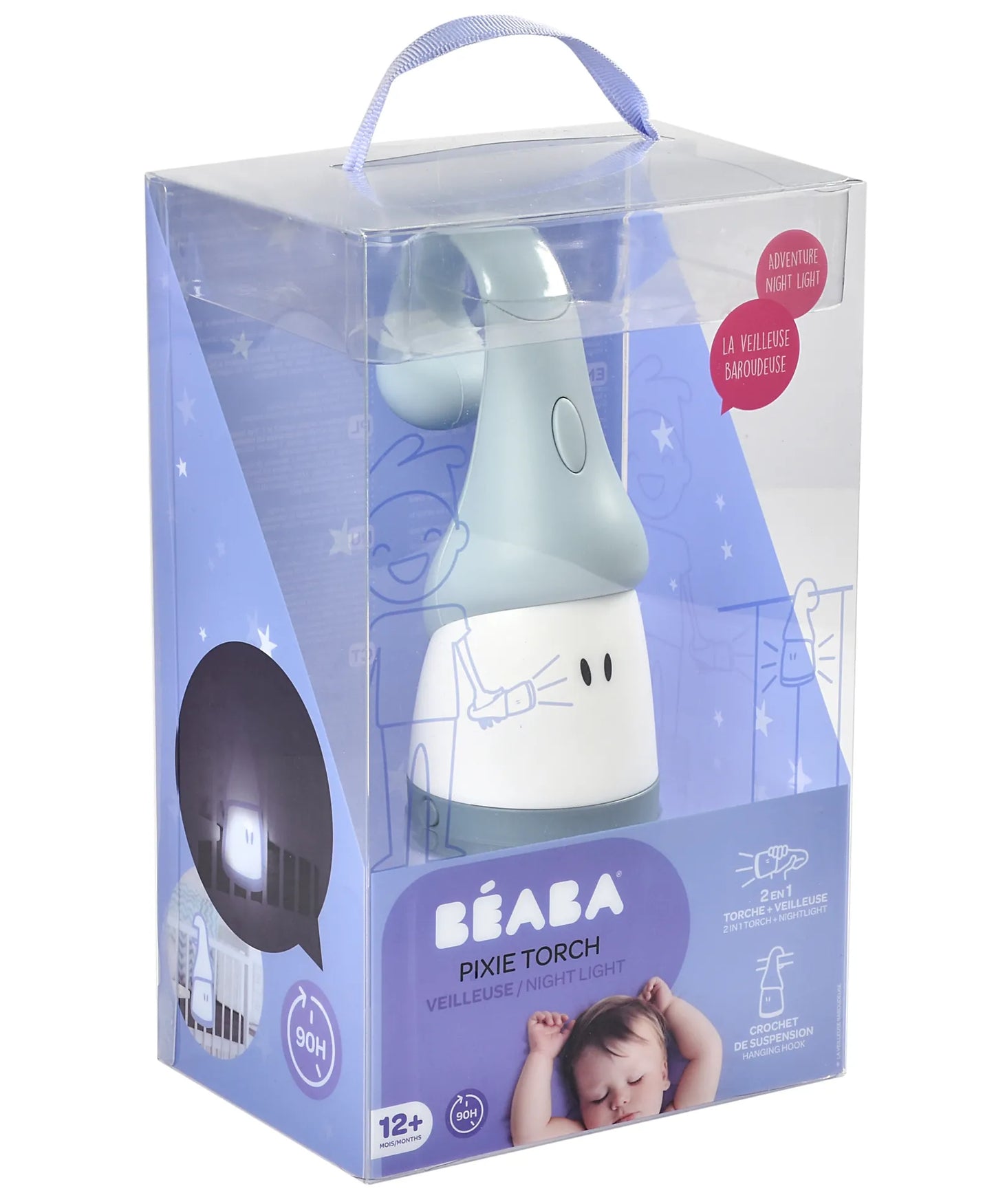 Beaba Pixie Torch 2-in-1 Movable Night Light - Pearl Blue