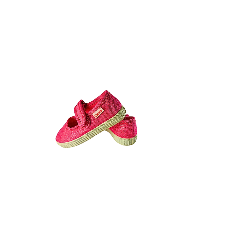 Pikkaboo Ceinta Mercedes Fuchsia Shimmer Loop & Strap Kids Comfort Shoes