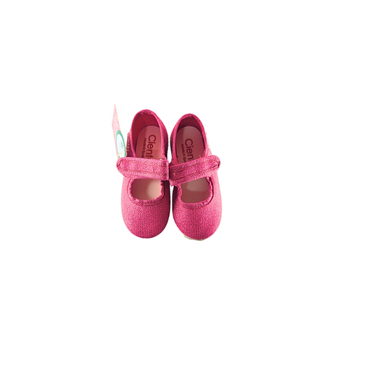 Pikkaboo Ceinta Mercedes Fuchsia Shimmer Loop & Strap Kids Comfort Shoes