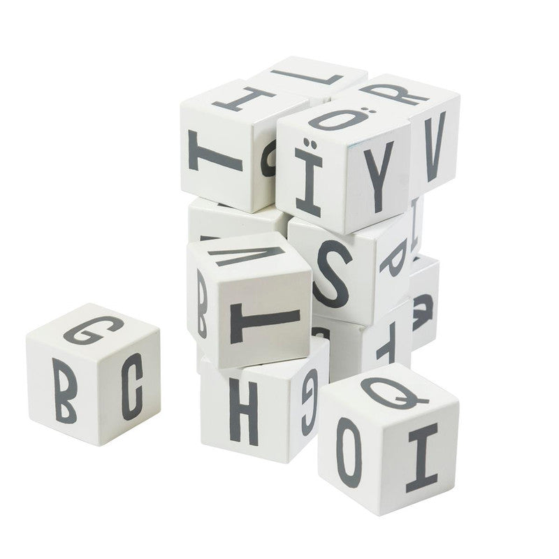 Sebra Wooden Alphabet Blocks 16 Pcs - White - Laadlee