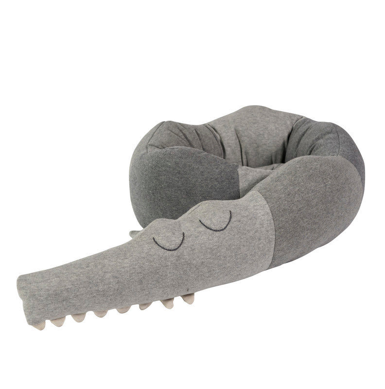 Sebra Sleepy Croc Knitted Cushion - Elephant Grey - Laadlee