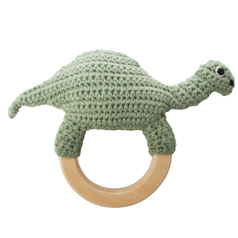 Sebra Crochet Rattle - Dino On Ring - Laadlee