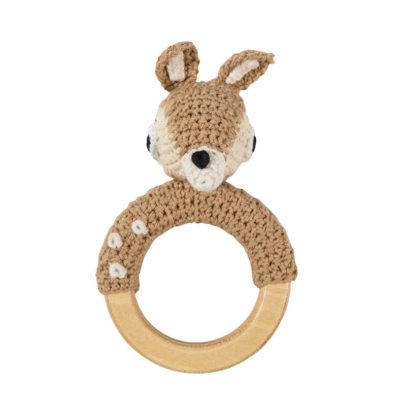 Sebra Crochet Rattle - Deer On Ring - Laadlee