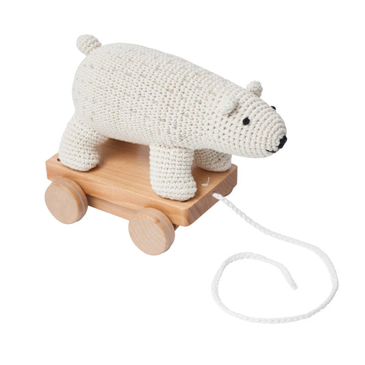 Sebra Crochet Pull-Along Toy Polar Bear - Laadlee