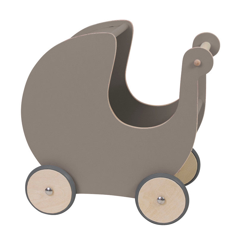 Sebra Wooden Doll Pram - Warm Grey - Laadlee