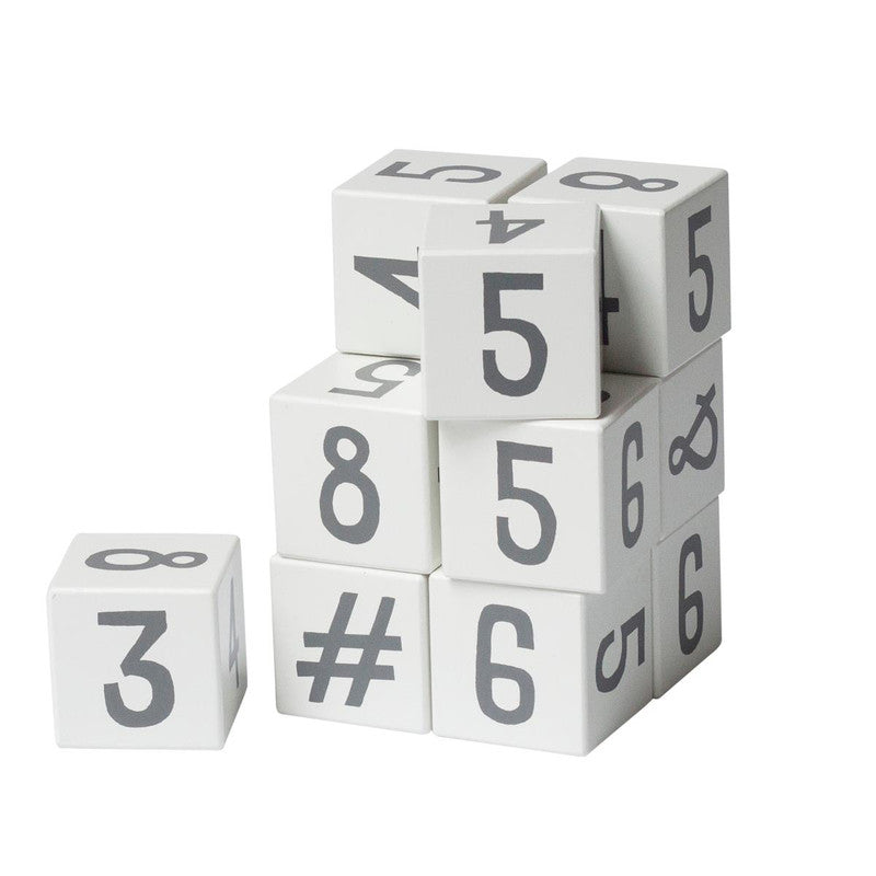 Sebra Wooden Number Blocks 12 Pcs - White - Laadlee