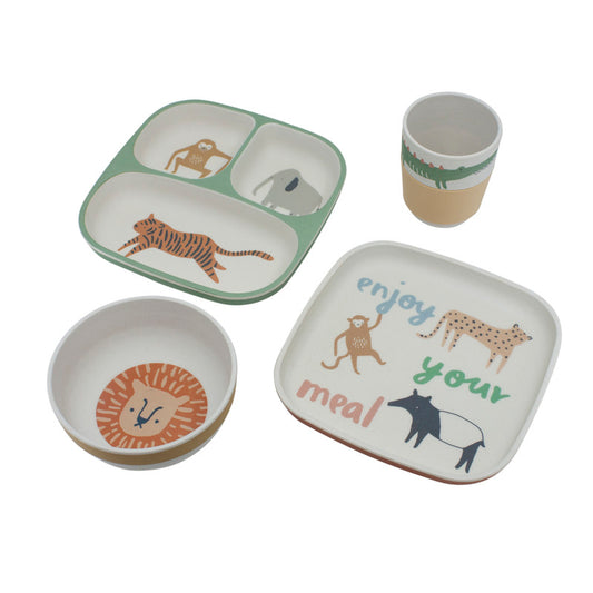 Sebra Melamine Dinner Set 4 Pcs - Wildlife - Laadlee