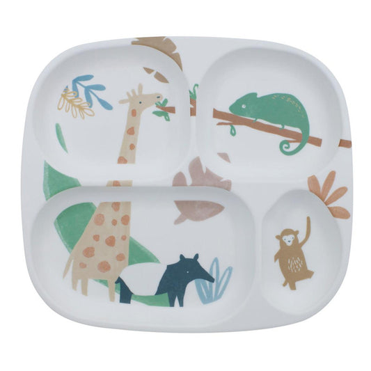 Sebra Melamine Plate With 4 Compartments - Wildlife - Laadlee