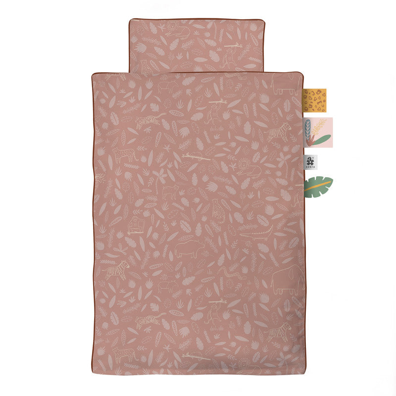 Sebra Baby Bed Linen - Wildlife - Sunset Pink - Laadlee
