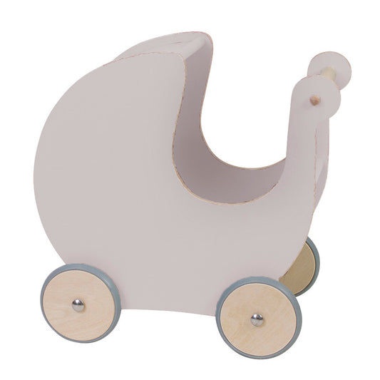 Sebra Wooden Doll Pram - Dusty Pink - Laadlee