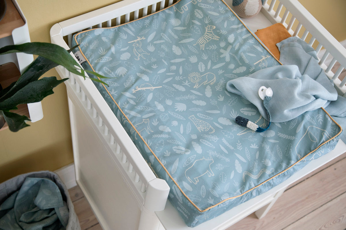 Sebra Changing Pillow - Wildlife - Eucalyptus Blue - Laadlee