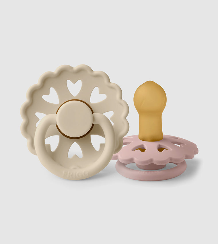 Frigg Fairytale Silicone Baby Pacifier 0-6M, 2Pack, Cream/Blush - Size 1 - Laadlee