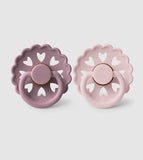 Frigg Fairytale Silicone Baby Pacifier 0-6M, 2Pack, Twilight Mauve/White Lilac - Size 1 - Laadlee