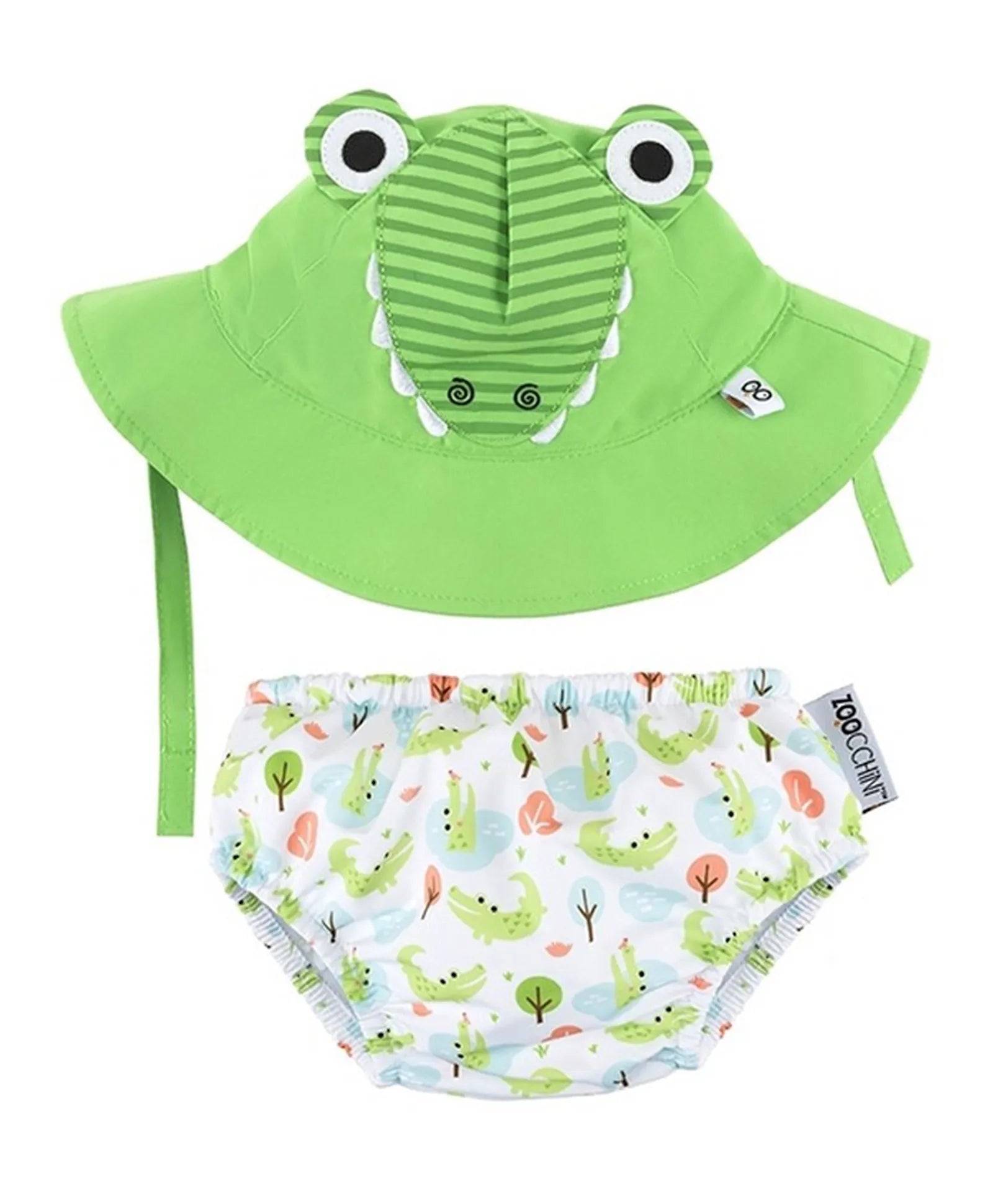 Zoocchini Reusable Baby Swim Diaper & Sun Hat Set - Alligator - Laadlee