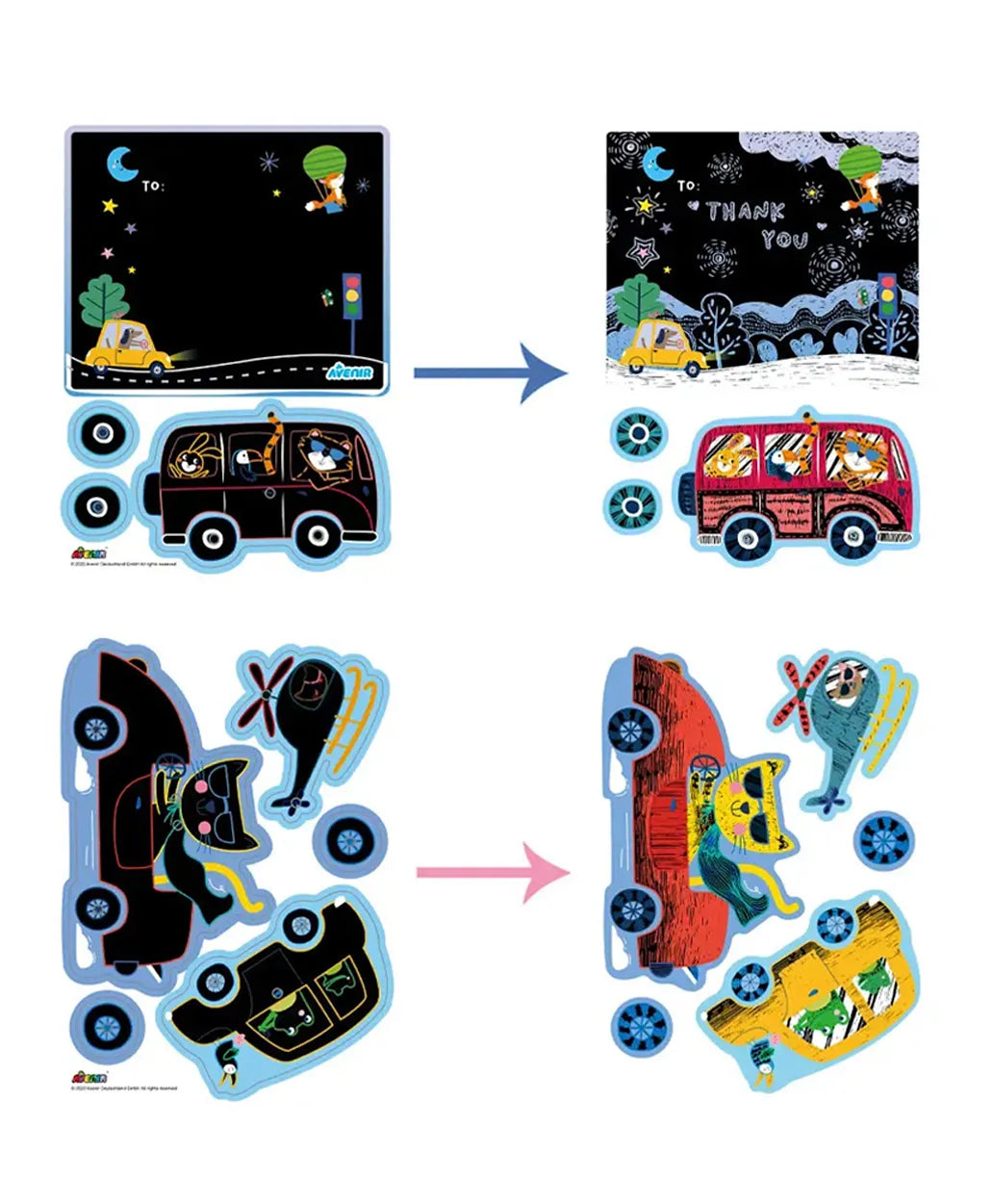 Avenir Scratch Greeting Cards Set - Cars - Laadlee