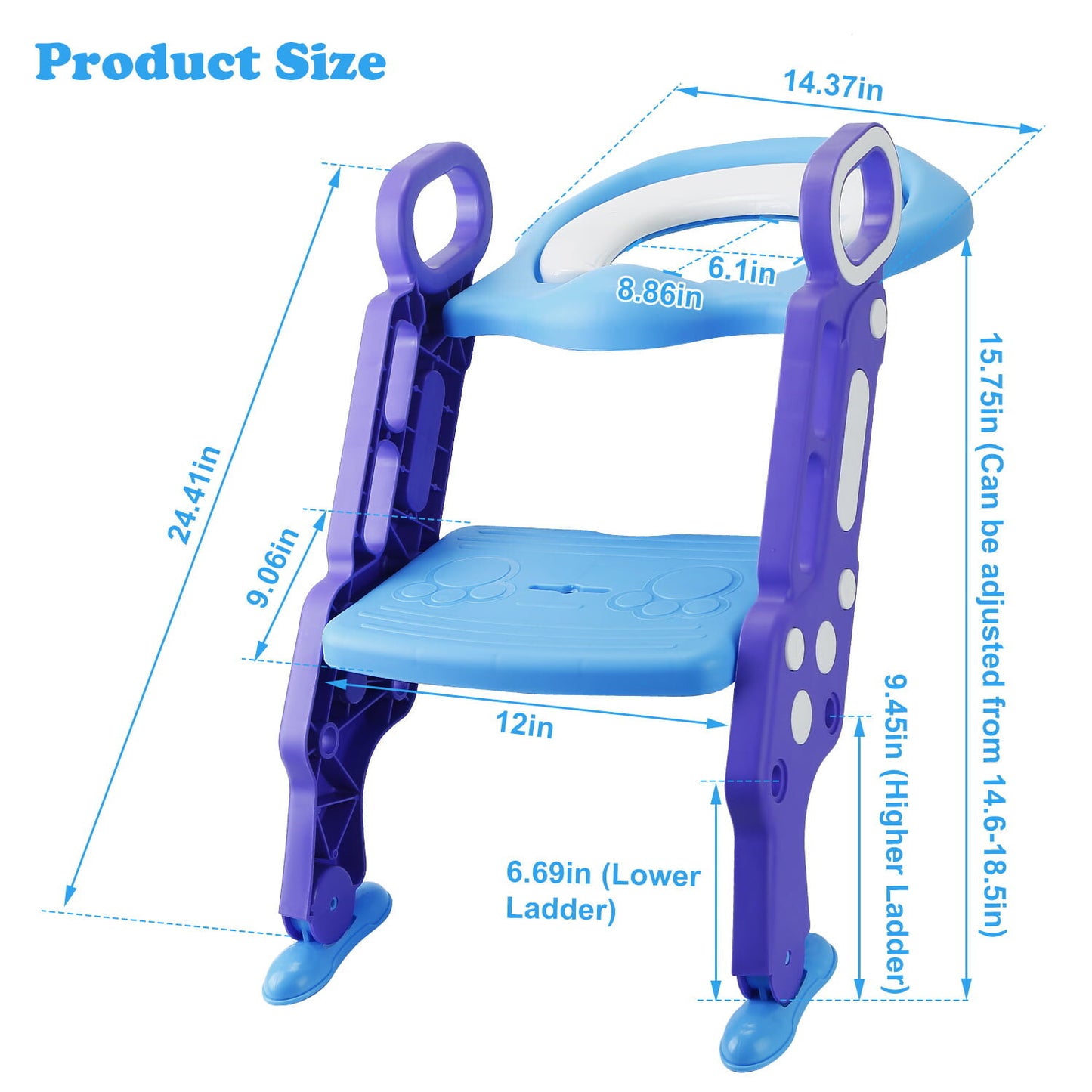 Pikkaboo EasyGo+ Potty Training Seat with Step Ladder - Blue & Purple