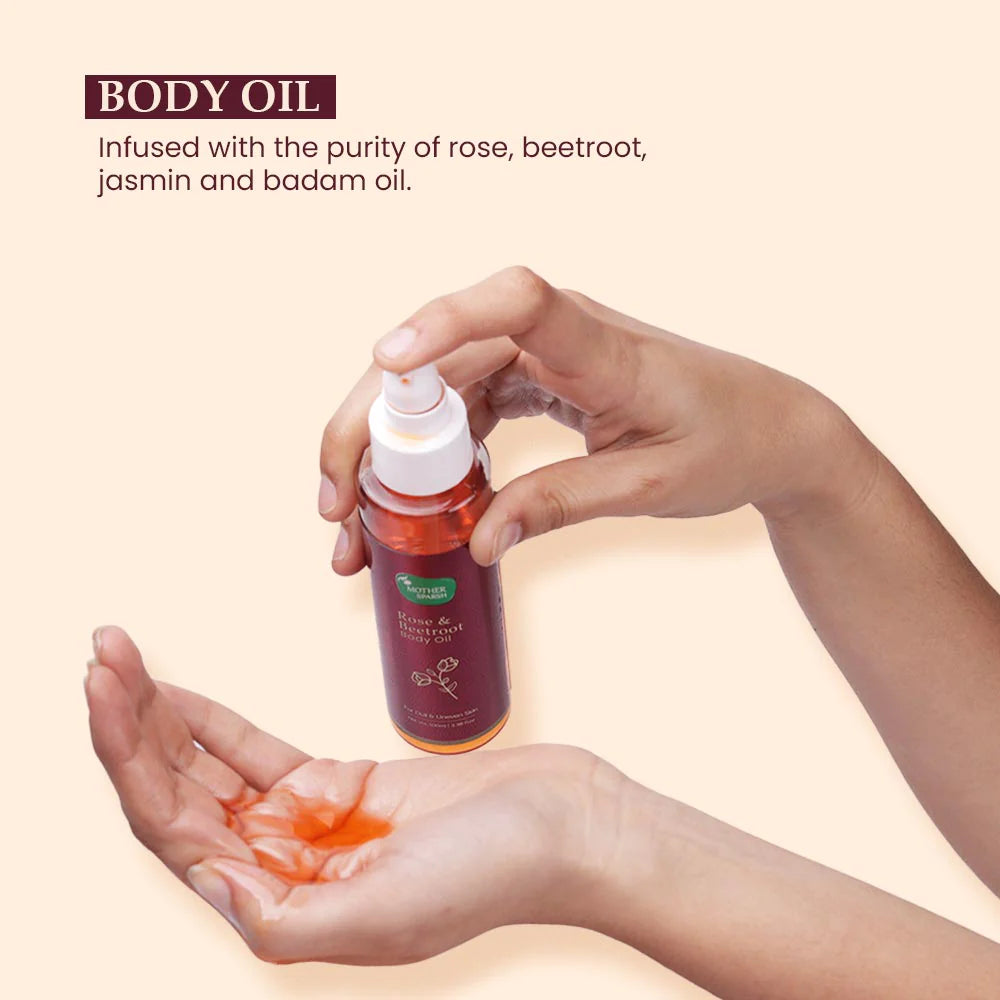 Mother Sparsh Rose & Beetroot Body Oil - 100ml - Laadlee