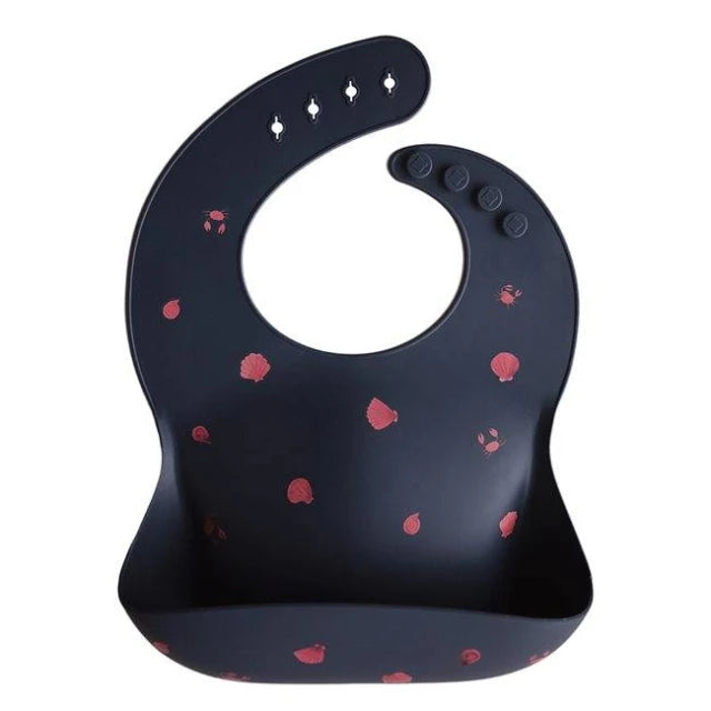 Mushie Silicone Bib Shells Smoke - Laadlee