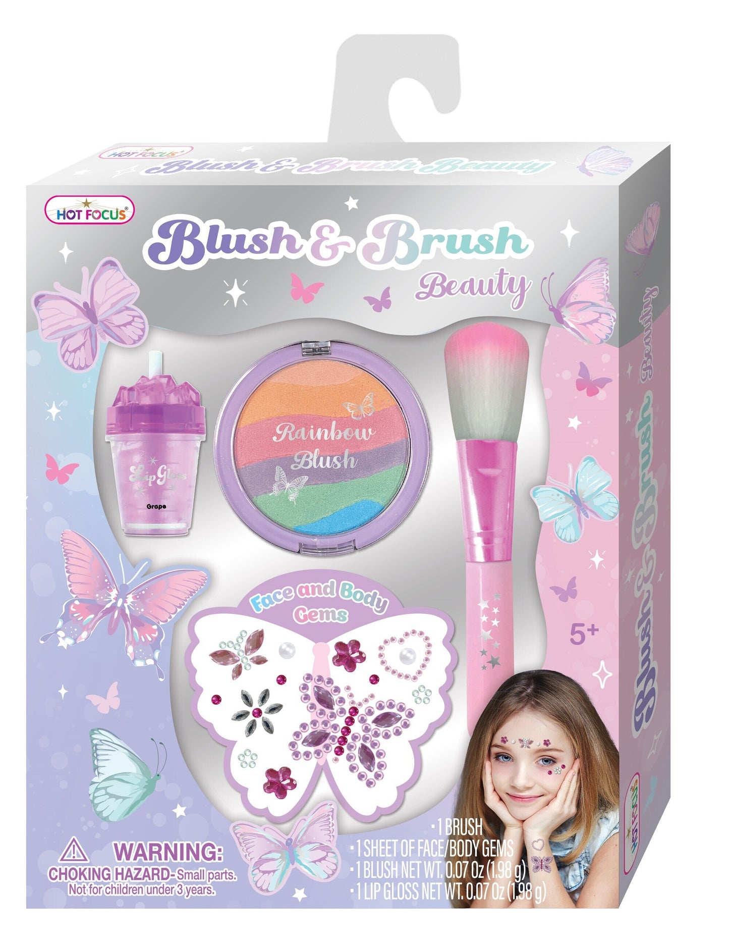 Hot Focus Tie Dye Butterfly Blush & Brush Beauty Cosmetic Set