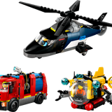 Lego City Helicpter Firetrck & Submrine 60462 Building Set - 874pcs