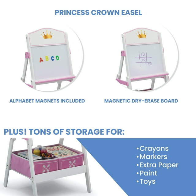 Delta Children Princess Crown Wooden Activity Easel With Storage