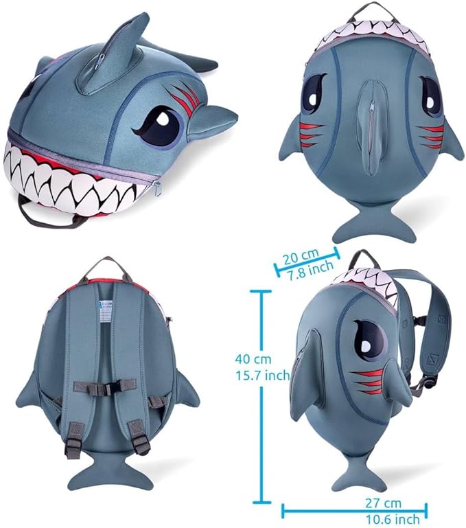 Crazy Safety Children Backpack Shark - Grey - Laadlee