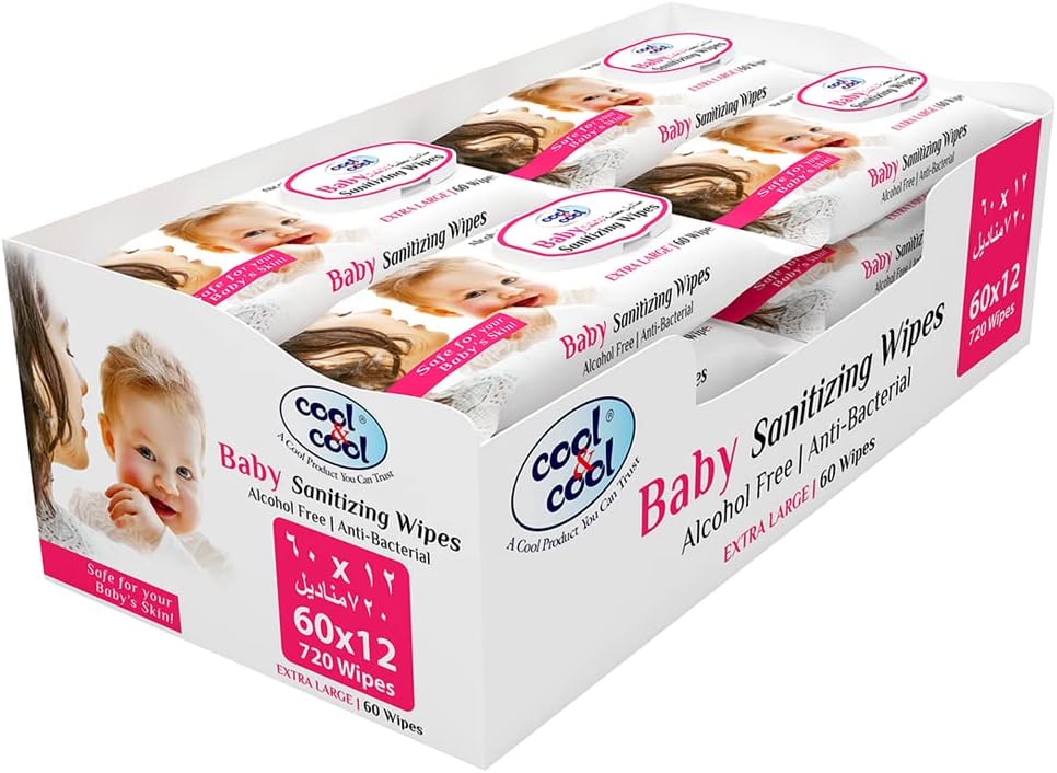 Cool & Cool Baby Sanitizing Wipes Pack of 12 - 720pcs