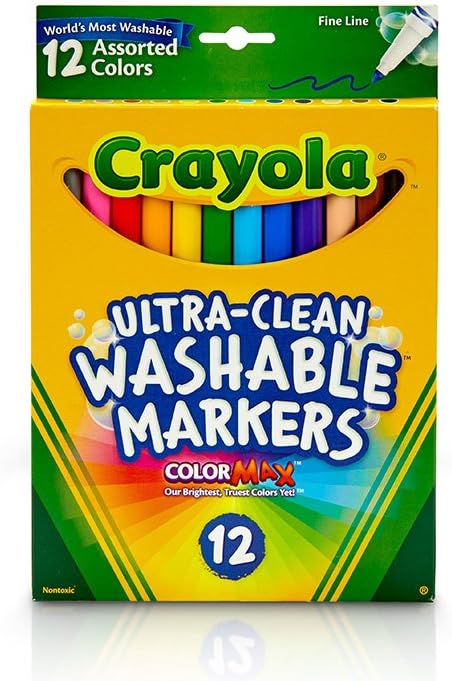 Crayola Ultra-Clean Washable Fine Line ColorMax Markers - Pack of 12 - Laadlee