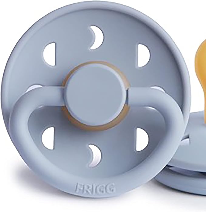 Frigg Moon Phase Latex Baby Pacifier 0-6M, 2Pack, Powder Blue/Slate - Size 1 - Laadlee