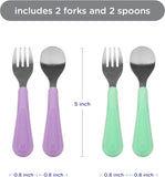 Ubbi Stainless Steel Utensils Fork & Spoon Set - Smoothie + Sugar Snap (Pack of 2 set)