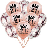 Brain Giggles 21st Happy Birthday  Rose Gold Balloons Set – 10Pcs