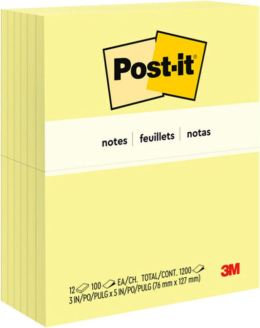 3M Post-it Notes Canary Yellow 76mmx127mm - Pack of 1