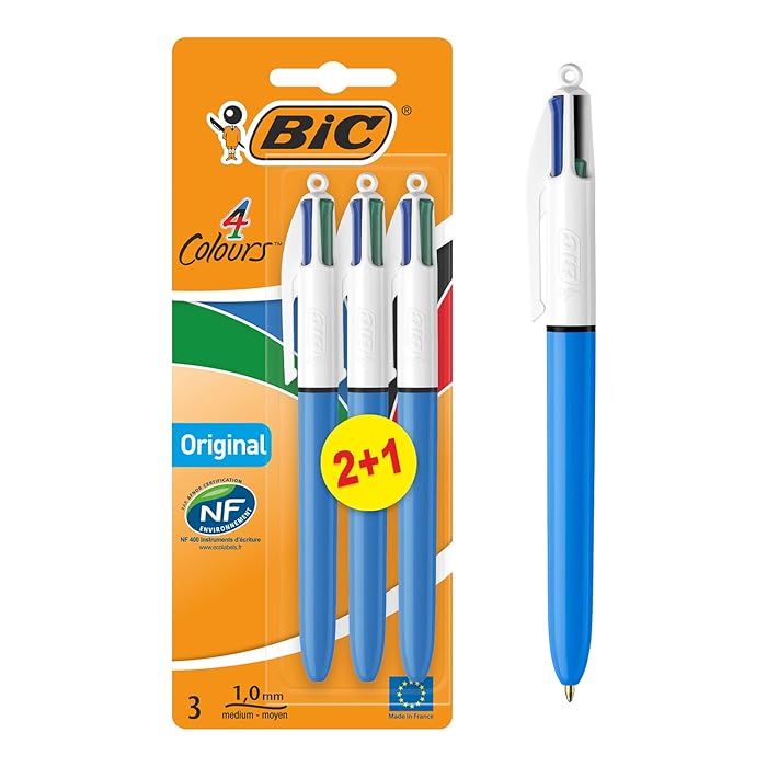 BIC 4 Colours Original Pens Multi-Coloured Ink - Pack of 2+1