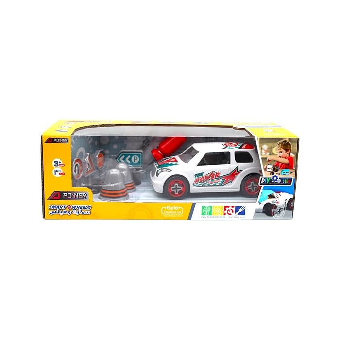 D-Power DIY Smart Wheels Race Car Scale 1:32 - White - Laadlee