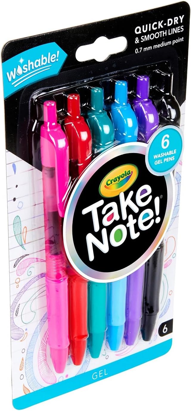 Crayola Take Note Washable Gel Pens - Pack of 6 - Laadlee